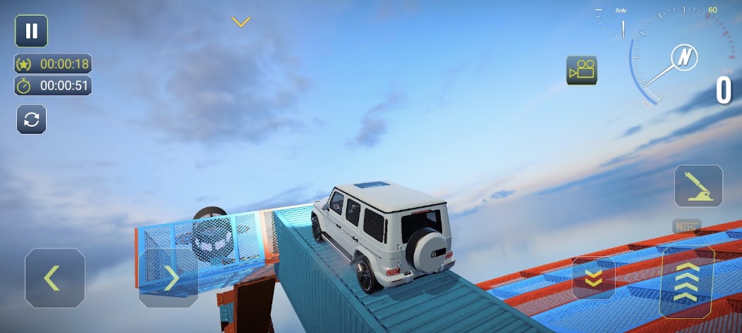 Car Skill Test gameplay on a suspended stunt track